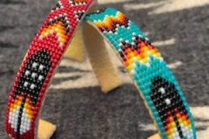 #B-12A Red, #B-12B Green, Navajo Beaded Brac., 1/2" wide $48.00