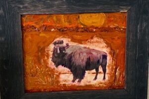 Evergreen Buffalo Frmd 11" x 14" I canvas oil 3 1/4" frame $450.00